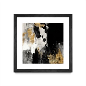Giant Art 36x36 Neutral Gold Collage III Matted and Framed in Multi-Color