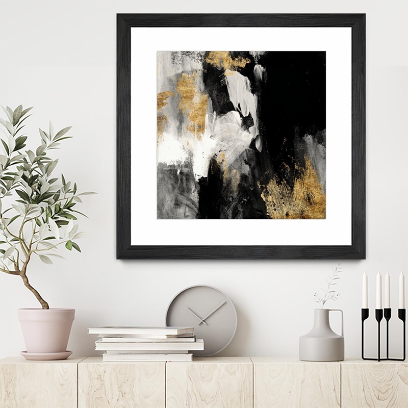 Giant Art 30x30 Neutral Gold Collage III Matted and Framed in Multi-Color