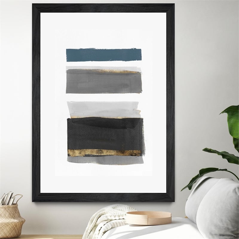 Giant Art 24x36 Stacked Stripes II Matted and Framed in Multi-Color