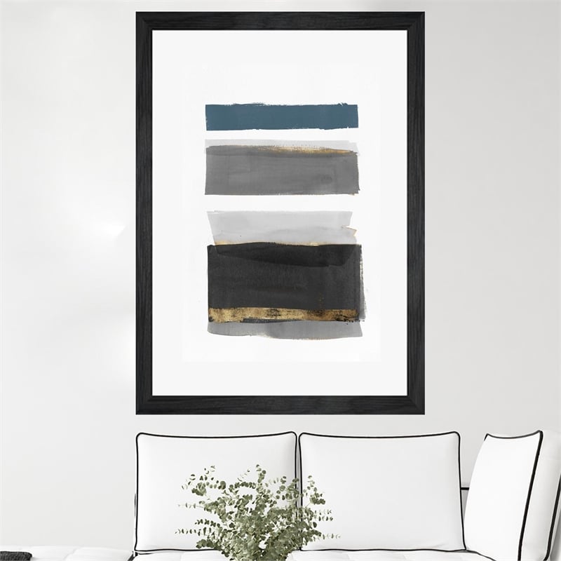 Giant Art 24x36 Stacked Stripes II Matted and Framed in Multi-Color