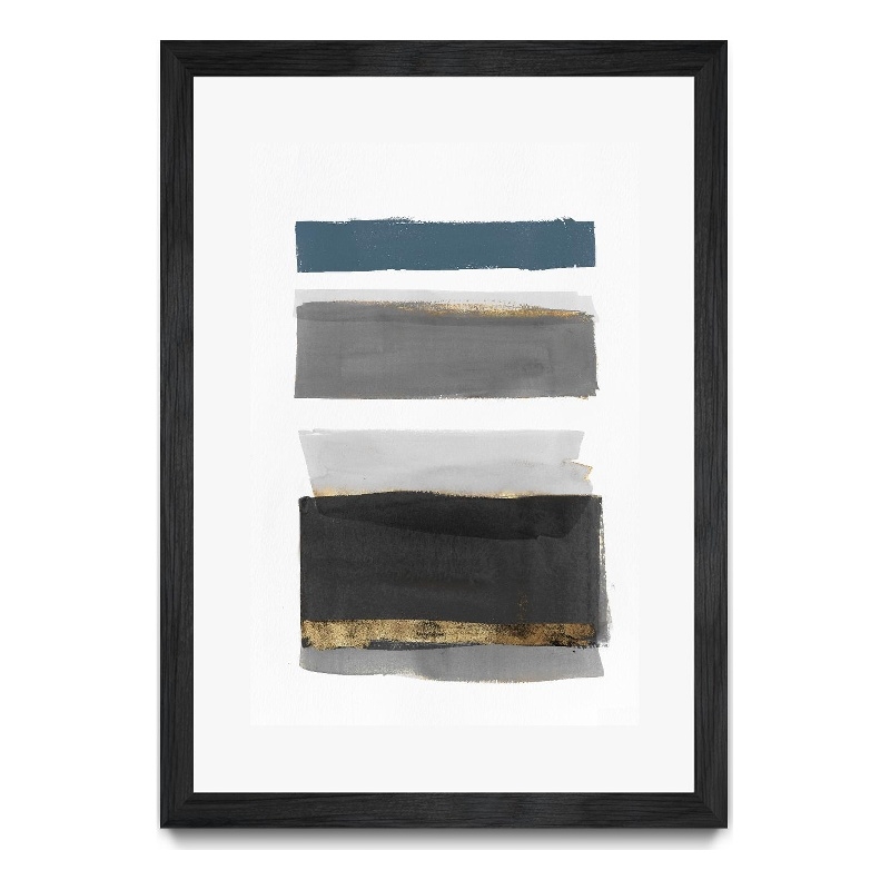 Giant Art 24x36 Stacked Stripes II Matted and Framed in Multi-Color
