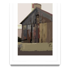 Giant Art 24x36 Country Barn II Matted and Framed in Pink