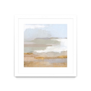 Giant Art 30x30 Abstract Coastland II Matted and Framed in White