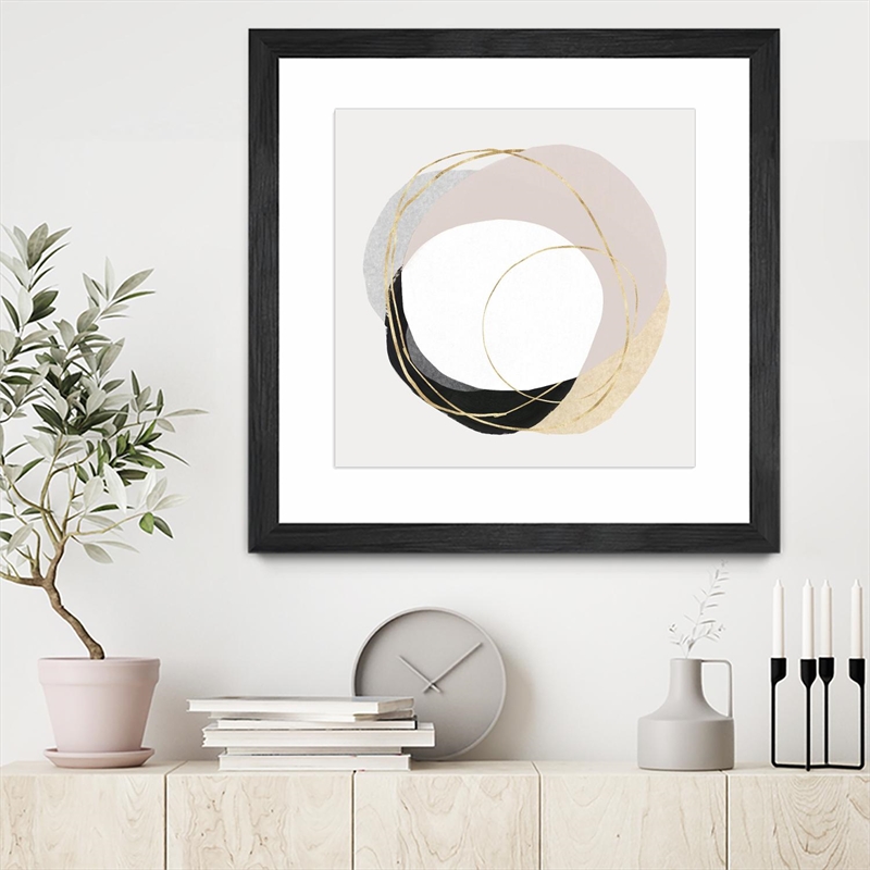 Giant Art 36x36 Ring of Gold II Matted and Framed in Pink