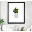 Giant Art 24x32 Modern Cactus Stripe Pot Matted and Framed in Multi-Color