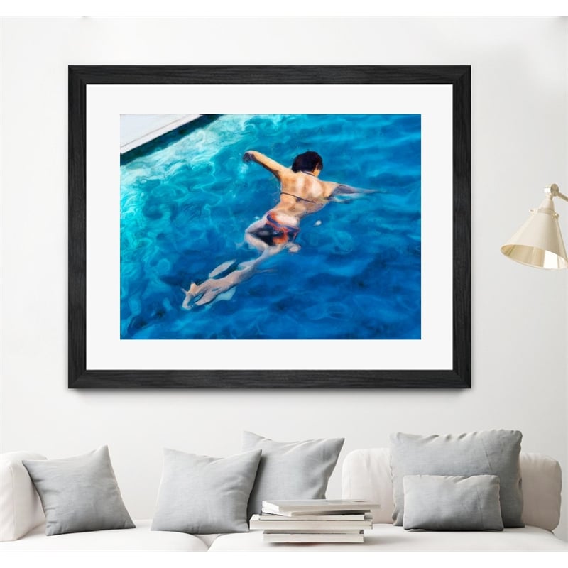 Giant Art 40x30 Morning Swimming II Matted and Framed in Multi-Color
