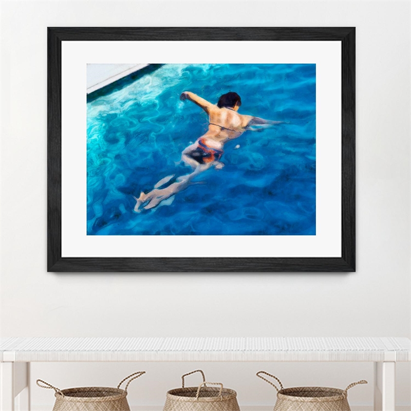 Giant Art 40x30 Morning Swimming II Matted and Framed in Multi-Color