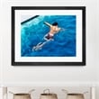 Giant Art 40x30 Morning Swimming II Matted and Framed in Multi-Color