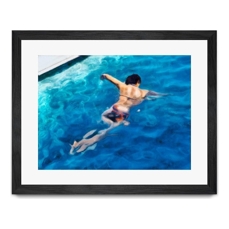 Giant Art 40x30 Morning Swimming II Matted and Framed in Multi-Color