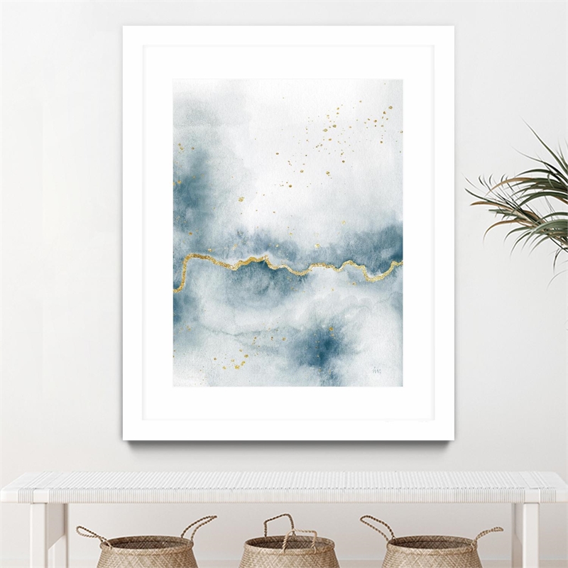 Giant Art 24x32 Flow with Gold III Matted and Framed in Multi-Color