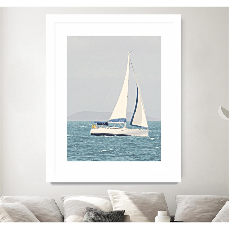 Giant Art 24x32 Sailing The Ocean Matted and Framed in Multi-Color