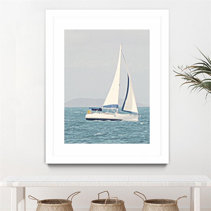 Giant Art 24x32 Sailing The Ocean Matted and Framed in Multi-Color