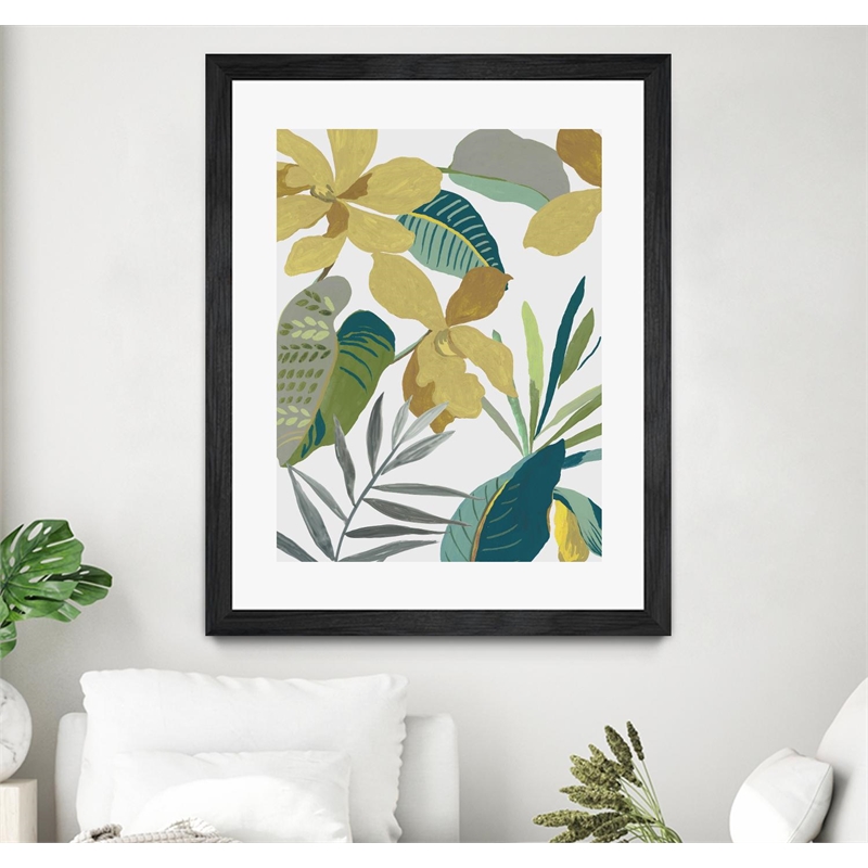 Giant Art 30x40 Tropic Florals II Matted and Framed in Multi-Color