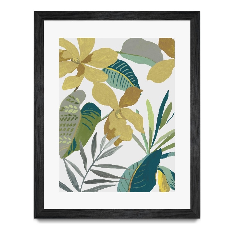 Giant Art 30x40 Tropic Florals II Matted and Framed in Multi-Color