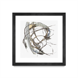 Giant Art 30x30 Gestural Gold I Matted and Framed in Multi-Color