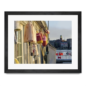 Giant Art 40x30 Hut on Badgers Island II Matted and Framed in Pink