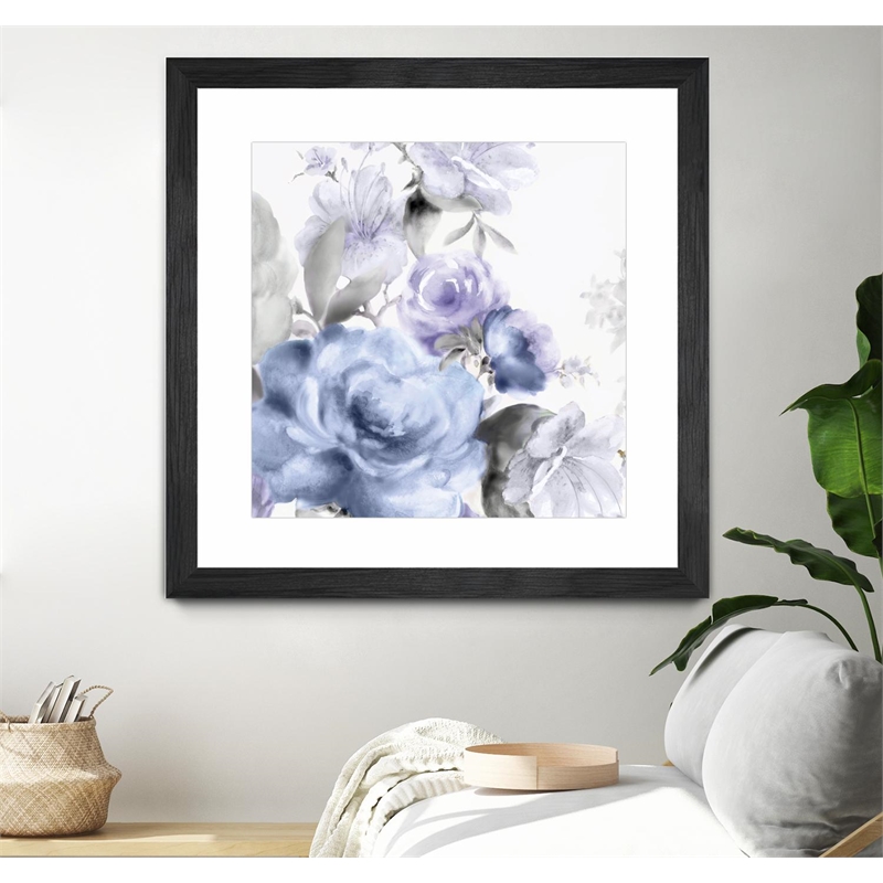 Giant Art 36x36 Light Floral I Matted and Framed in Purple
