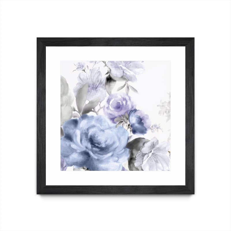 Giant Art 36x36 Light Floral I Matted and Framed in Purple
