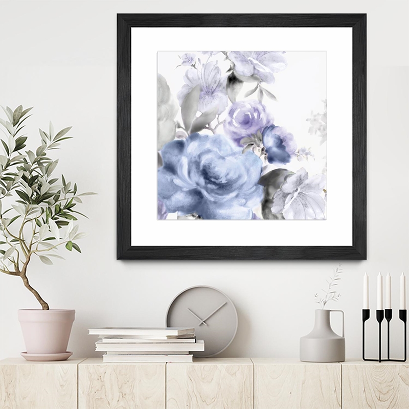 Giant Art 30x30 Light Floral I Matted and Framed in Purple