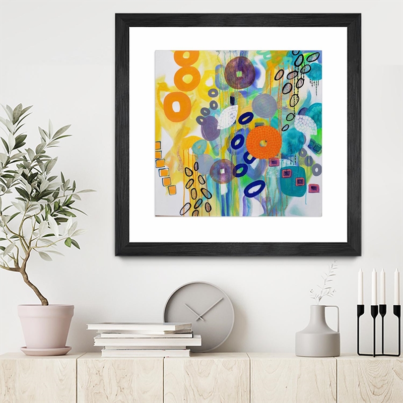 Giant Art 36x36 Abstract distraction 14 Matted and Framed in Yellow