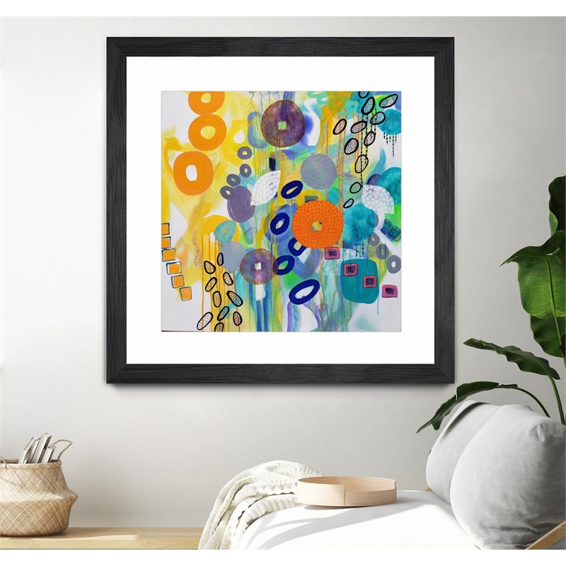 Giant Art 36x36 Abstract distraction 14 Matted and Framed in Yellow
