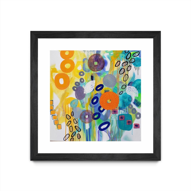 Giant Art 36x36 Abstract distraction 14 Matted and Framed in Yellow