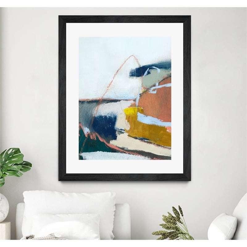 Giant Art 30x40 Tidal Patchwork II Matted and Framed in Yellow