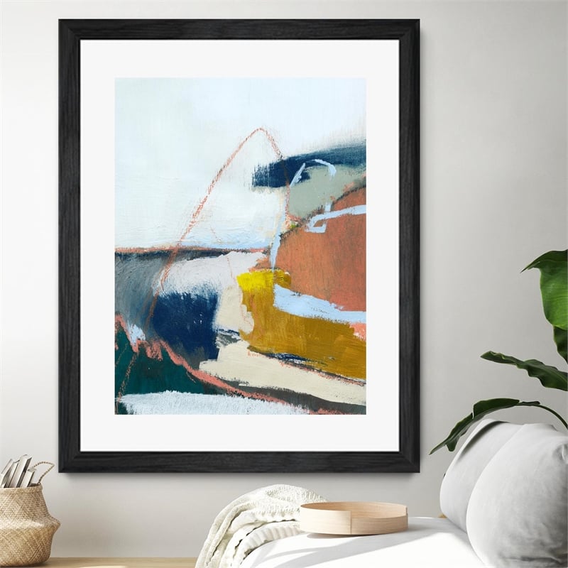 Giant Art 30x40 Tidal Patchwork II Matted and Framed in Yellow