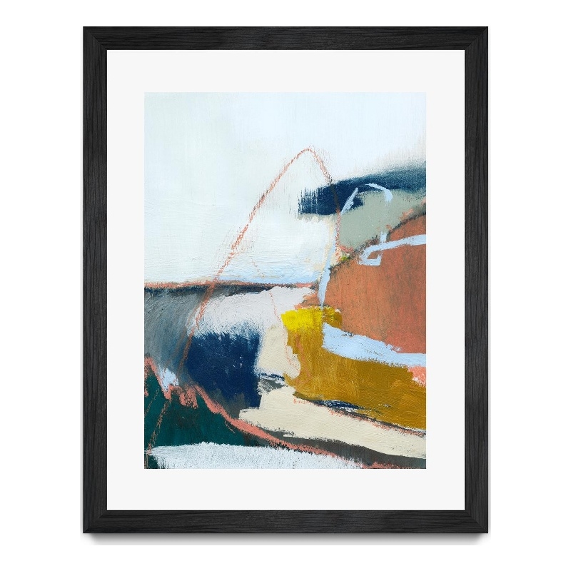 Giant Art 30x40 Tidal Patchwork II Matted and Framed in Yellow