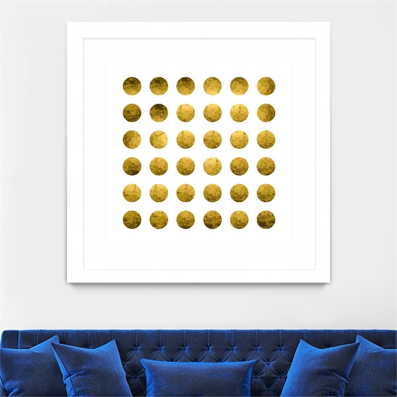 Giant Art 30x30 Golden Spots White Matted and Framed in White