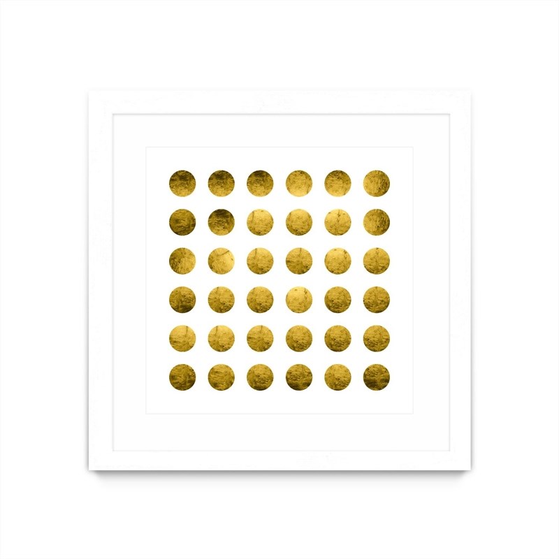 Giant Art 30x30 Golden Spots White Matted and Framed in White