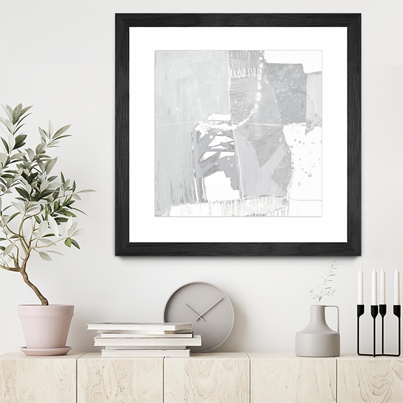 Giant Art 30x30 Composition Neutral I Matted and Framed in White