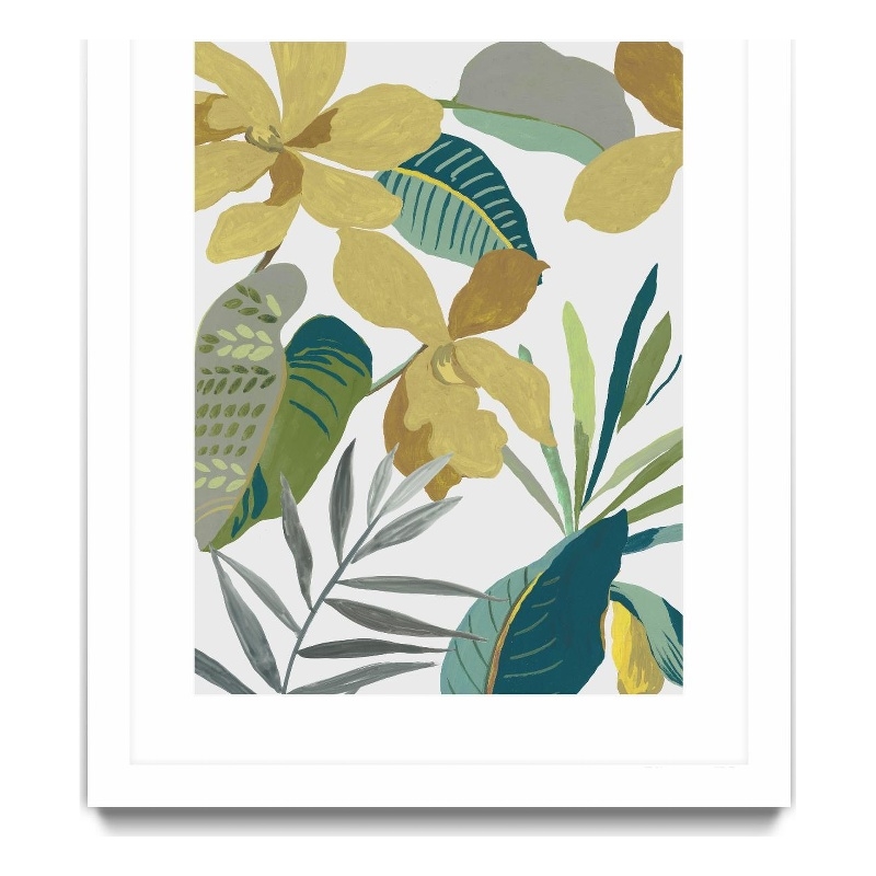 Giant Art 30x40 Tropic Florals II Matted and Framed in Multi-Color