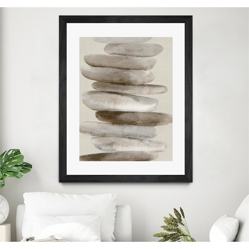 Giant Art 30x40 Stacked Rocks II Matted and Framed in Multi-Color
