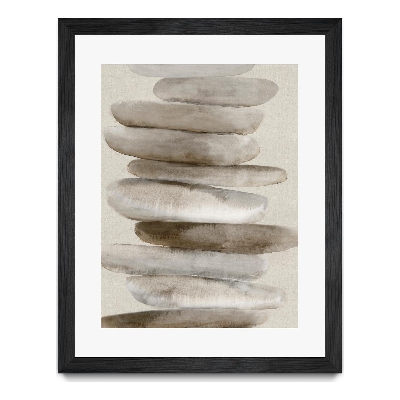 Giant Art 30x40 Stacked Rocks II Matted and Framed in Multi-Color