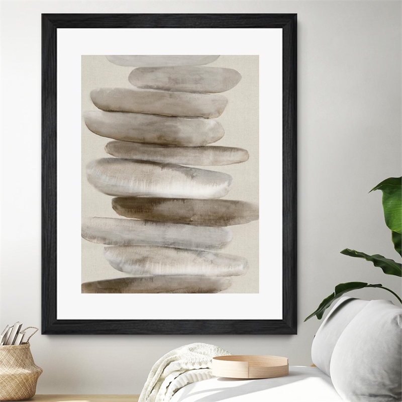 Giant Art 24x32 Stacked Rocks II Matted and Framed in Multi-Color