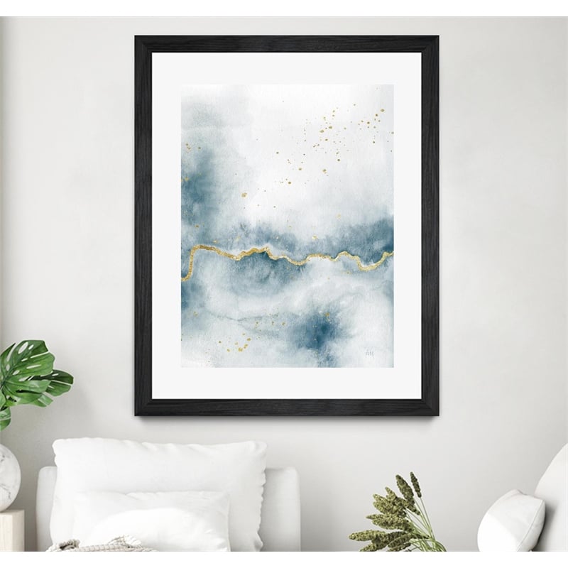 Giant Art 24x32 Flow with Gold III Matted and Framed in Multi-Color