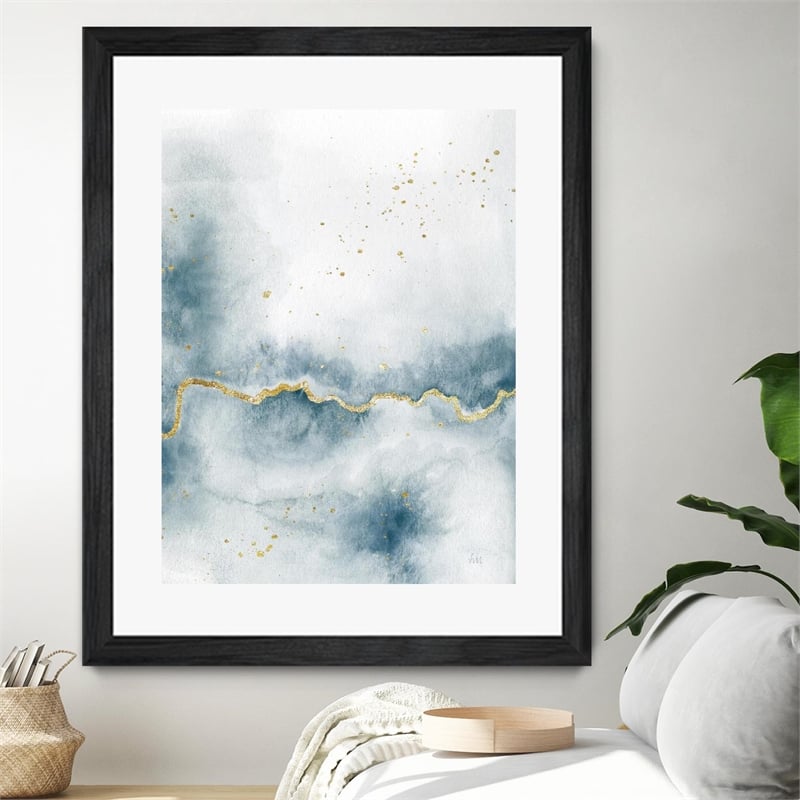 Giant Art 24x32 Flow with Gold III Matted and Framed in Multi-Color