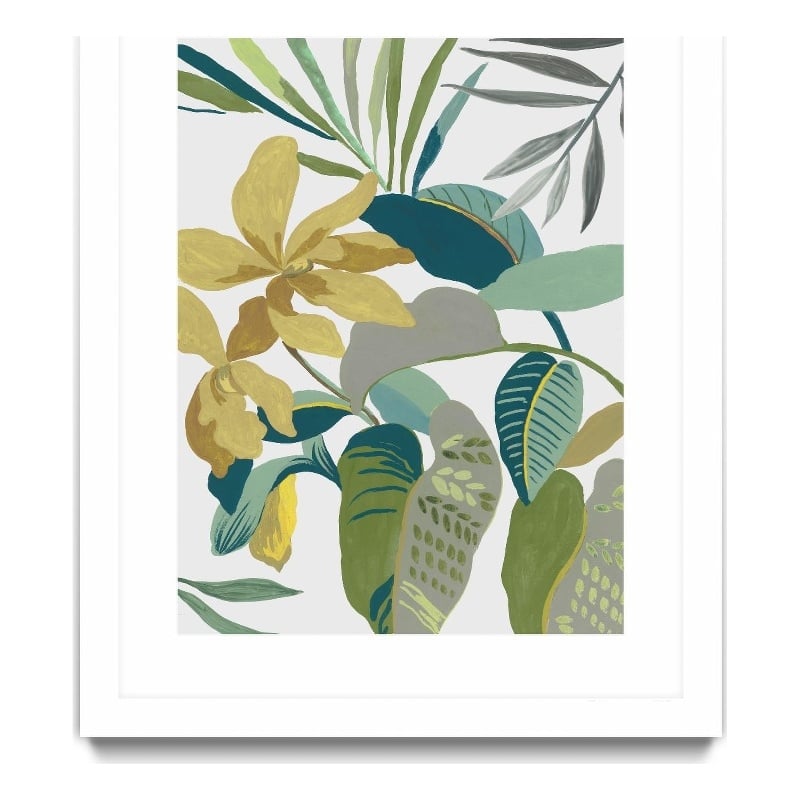 Giant Art 30x40 Tropic Florals I Matted and Framed in Multi-Color
