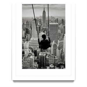 Giant Art 24x36 Playground swings by GEN Z Matted and Framed in Multi-Color