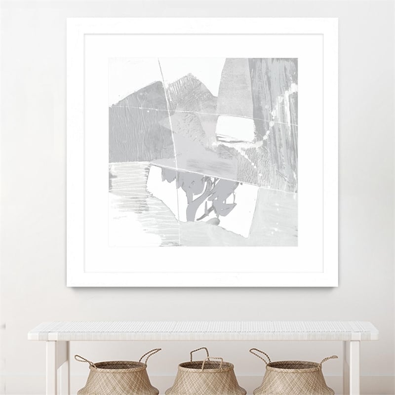 Giant Art 30x30 Composition Neutral II Matted and Framed in White
