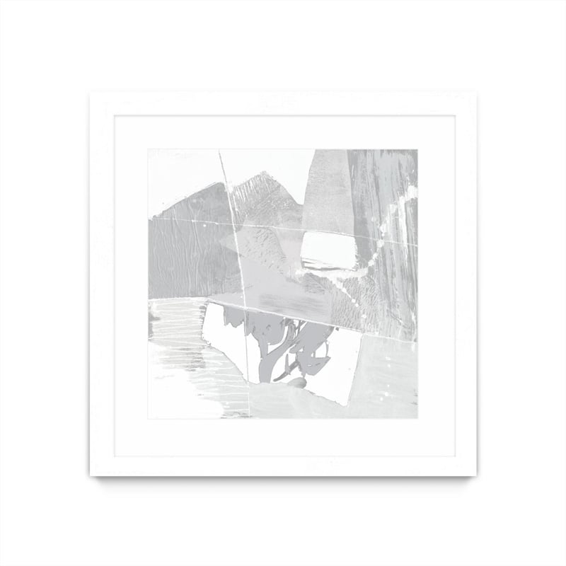 Giant Art 30x30 Composition Neutral II Matted and Framed in White