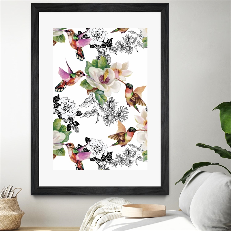 Giant Art 24x36 Colibris Matted and Framed in Multi-Color