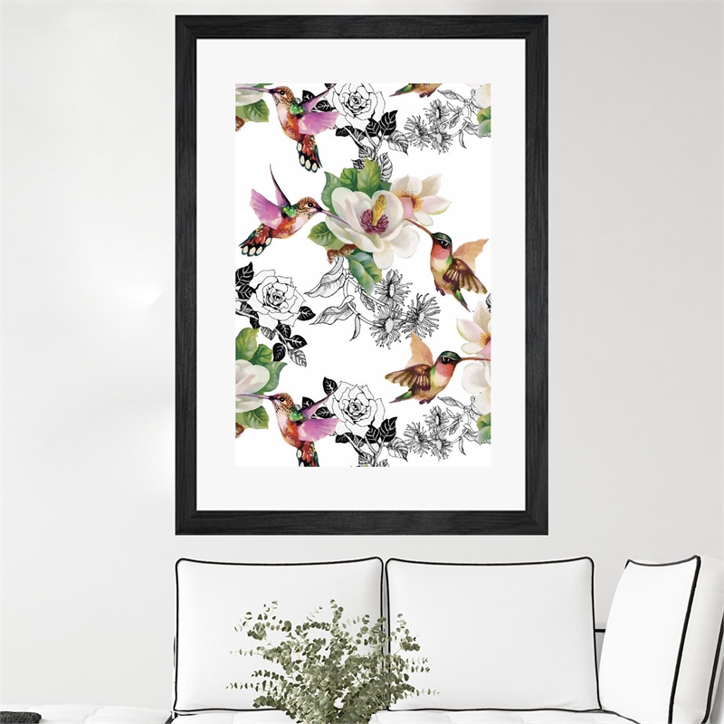 Giant Art 24x36 Colibris Matted and Framed in Multi-Color