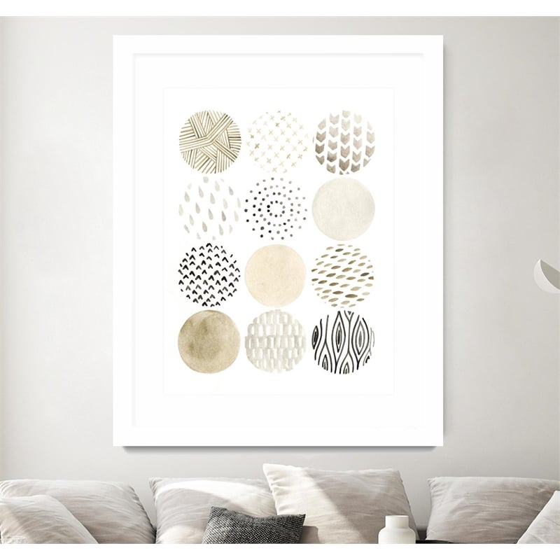 Giant Art 24x32 Neutral Pattern Play I Matted and Framed in Multi-Color