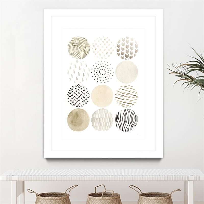 Giant Art 24x32 Neutral Pattern Play I Matted and Framed in Multi-Color