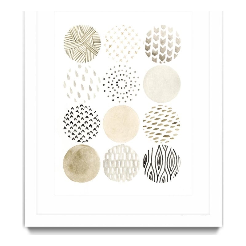 Giant Art 24x32 Neutral Pattern Play I Matted and Framed in Multi-Color