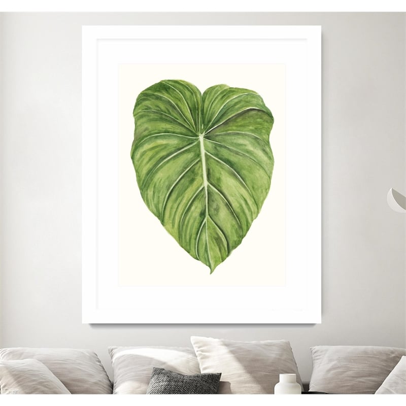 Giant Art 30x40 Tropical Breeze Leaves II Matted and Framed in White