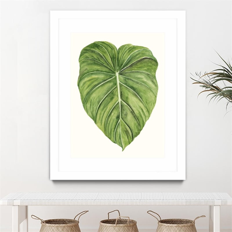 Giant Art 30x40 Tropical Breeze Leaves II Matted and Framed in White