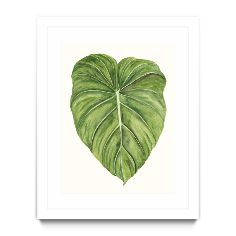 Giant Art 30x40 Tropical Breeze Leaves II Matted and Framed in White